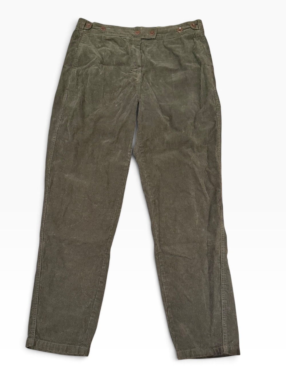 Poetry Green Corduroy Straight Leg Pants size 10 Adjustable Waist